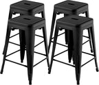 COSTWAY Bar Stools Set of 4, 24” Stackable Metal Stools by COSTWAY