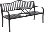 VINGLI 59" Outdoor Metal Bench Patio Bench by VINGLI
