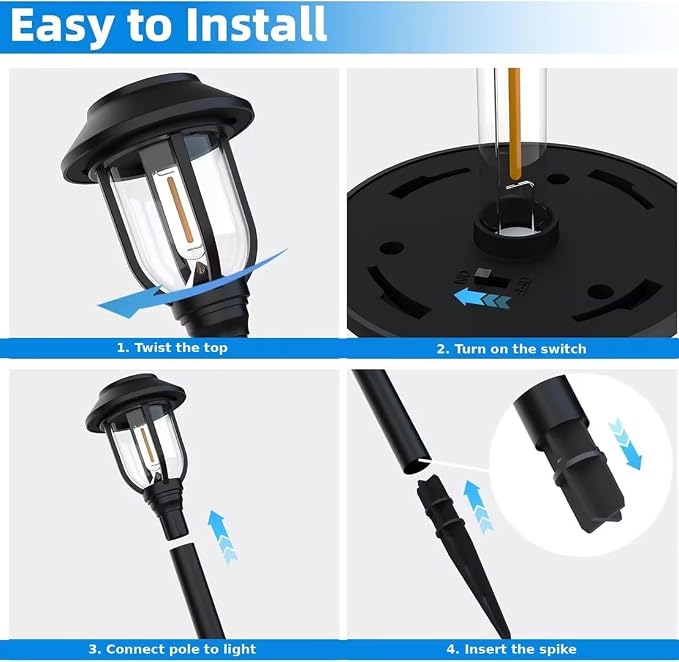 12 Pack Solar Pathway Lights Outdoor, Dusk to Dawn Solar Lights Outdoor - Image 4