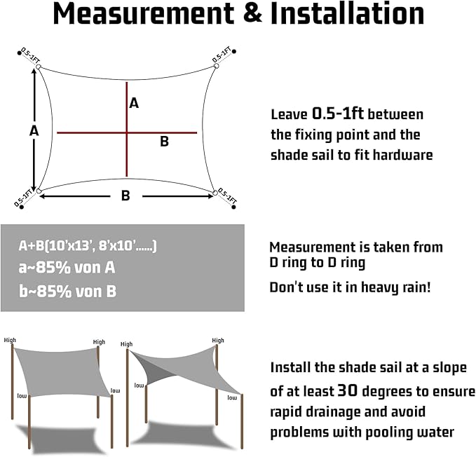 LOVE STORY Right Triangle 11'x11'x15.6' Waterproof Sun Shade Sail Canopy UV - Image 2