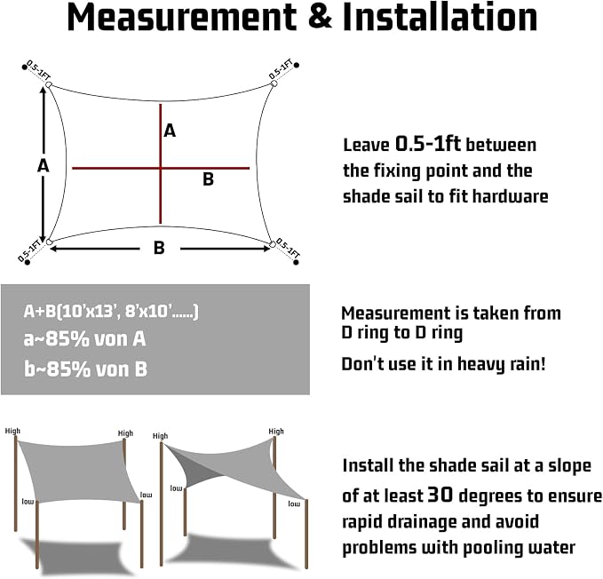 LOVE STORY Right Triangle 9'x12'x15' Waterproof Sun Shade Sail Canopy UV Block - Image 3