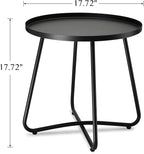 danpinera Outdoor Side Tables, Weather Resistant Steel, Small Round End Table - Image 3