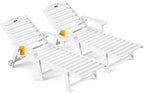 Outdoor Chaise Lounge Chair Set of 2, Patio Lounge Chairs by CIOKEA