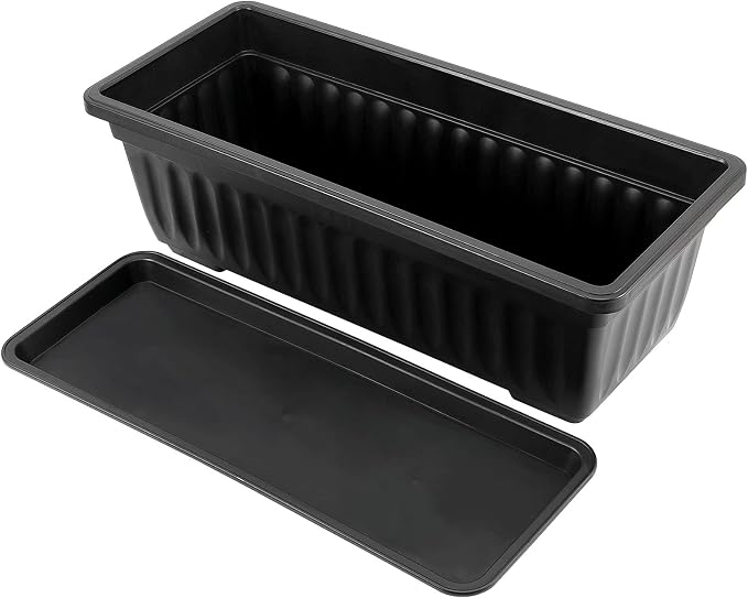 JOIKIT 17 Inches Black Plastic Planter Box, 6 Packs, Good Drainage, Indoor - Image 5
