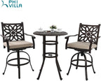 PHI VILLA 32" Cast Aluminum Patio Bar Table, Pub Height Bistro Round Table - Image 7