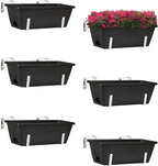 ETELI Railing Planter 6 Pack, 16.9 Inch Window Basket Deck Boxes Plastic Flower by ETELI