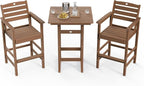 3-Piece Bar Height Patio Table and Chairs Set, HDPE Wood Grain Outdoor Bar - Image 8