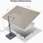 PURPLE LEAF Patio Umbrella 9' X 11.5' Rectangle Cantilever Umbrella Large - Image 9