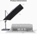PURPLE LEAF Patio Umbrella 9' X 9' Rectangle Cantilever Umbrella Large Aluminum - Image 9