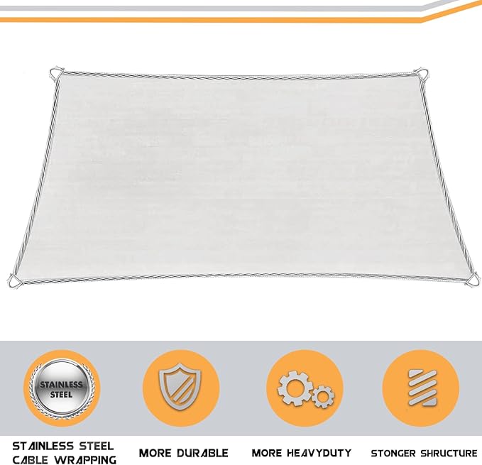 16' x 20' Sun Shade Sail Dark Grey Curved Commercial Outdoor Shade Cover - Image 4