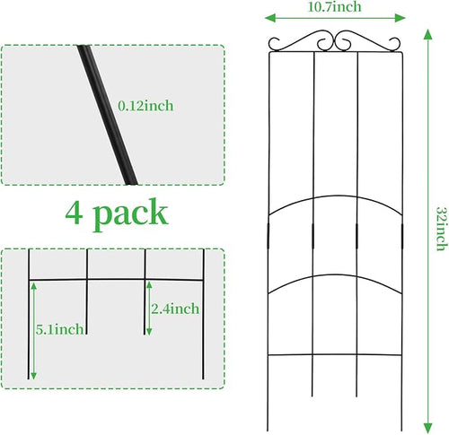 32 Inch Metal Plant Trellis for Climbing Plants Outdoor，4 Pack Garden Trellis - Image 2