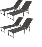 Outdoor Pool Lounge Chairs, Patio Aluminum Chaise Lounge, Five-Position by RICNOD