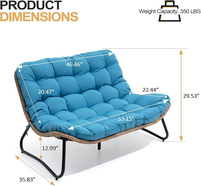 Crestlive Products Patio Loveseat, All-Weather Rattan Large Furniture - Image 7