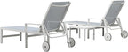 PURPLE LEAF Lounge Chair Outdoor Set 2 Pieces White Aluminum Chaise Lounge - Image 9