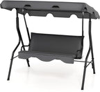 Porch Swing Outdoor, 3 Person Patio Swing w/Removable Cushion, Stand & by DREAMADE