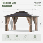 Aoxun 10'x12' Hardtop Gazebo, Aluminum Frame Permanent Pavilion - Image 9