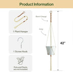 Macrame Plant Hanger Polyester Rope 42 Inch Outdoor Indoor Adjustable Hanging - Image 3