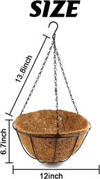 TIHOOD 4 Pack 12 inch Hanging Planter Basket Outdoor Large Hanging Flower Pots - Image 2