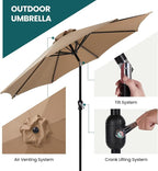 OLIXIS 9ft Patio Umbrella with Tilt and Crank Button & 8 Sturdy Ribs Waterproof - Image 6