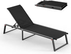 Aluminum Chaise Lounge Chair Outdoor, Foldable & Assembly Free Patio Pool by Oasbira