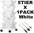 GameXcel Vertical Planter 5 Tier Stackable Planters Garden Planters Strawberry - Image 7