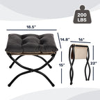 HollyHOME 15" Folding Footrest Stool, Upholstered Small Foldable Ottoman - Image 3