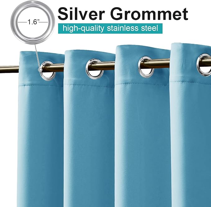 NICETOWN Outdoor Curtain for Patio Waterproof, 1 Panel, W52 x L84, Teal Blue - Image 2