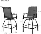 LEVELEVE Patio Bar Set 4pcs Swivel Bar Stools Outdoor Bistro Textilene - Image 3