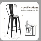 COSTWAY 30'' Metal Bar stools Set of 4, - Image 3
