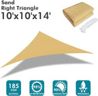 KANAGAWA Sun Shade Sail 10'x10'x14' Sand Triangle UV Block Canopy Awning - Image 2