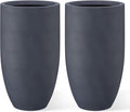 Kante 24 Inch Tall Round Concrete Planter, 2 Pack Large Indoor Outdoor Plant by Kante