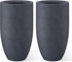 Kante 24 Inch Tall Round Concrete Planter, 2 Pack Large Indoor Outdoor Plant by Kante