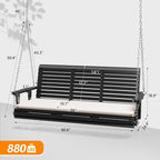 VINGLI Wooden Porch Swing, Heavy Duty 880 LBS Hanging Patio Bench - Image 4