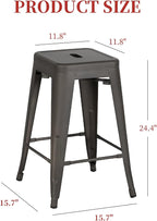 FDW Metal Bar Stools Set of 4 Counter Height Bar Stools 24 Inches Industrial - Image 3