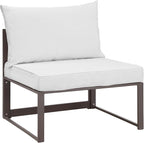 Modway Fortuna Aluminum Outdoor Patio Armless Chair in Brown White by Modway