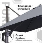 PURPLE LEAF 9' X 11.5' Patio Umbrella Outdoor Cantilever Rectangle Umbrella - Image 8