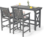 3 Pieces HDPE Outdoor Patio Bar Set, Rectangular Bar Height Table and Chairs Set - Image 9