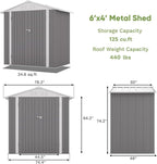 Patiowell 6x4 FT Outdoor Storage Shed, Water-Resistance Metal Outdoor Sheds - Image 7