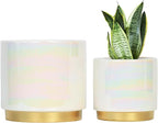 Gepege White Indoor Plant Pots for Plants, Ceramic Planter by Gepege