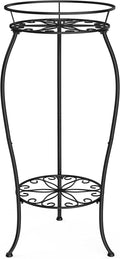 FaithLand Plant Stand, Metal Planter Holder Indoor Outdoor, 2 Tier Round Potted by FaithLand