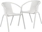 VINGLI PE Rattan Outdoor Dining Chairs Set of 2, Plastic Stackable Patio Chairs by VINGLI