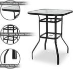 VINGLI Outdoor Bar Table with Umbrella Hole, Modern Black Metal Patio Bar Table - Image 5