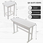 3 Pcs HDPE Outdoor Bar Set of 2 Includes Bar Height Table and Chairs, Patio Bar - Image 2