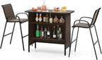 Tangkula 3 Piece Outdoor Bar Set, Patio Bar Height Table & Armchairs by TANGKULA