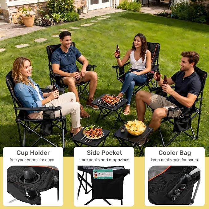 FAIR WIND Heavy Duty Camping Chair, Oversized Padded Folding Chair - Image 8