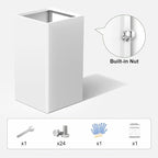 Galvanized Steel Metal Planter, 26 Inch White Square Outdoor Planters - Image 5
