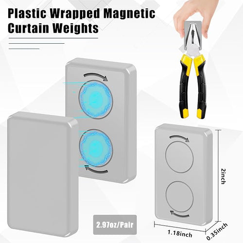 36pcs Outdoor Curtain Weights, Plastic Wrapped Magnetic Drapery Weights - Image 2