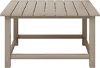 WestinTrends Malibu Low Outdoor HDPE Square Patio Coffee Table, Weathered Wood - Image 3