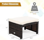 Tangkula 2 Pieces Patio Rattan Ottomans, All Weather Outdoor Footstool Footrest - Image 5