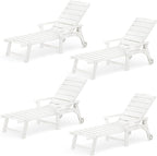 LUE BONA Outdoor Chaise Lounge Chairs Set of 4, HDPS Chaise Lounger, 5 by LUEBONA